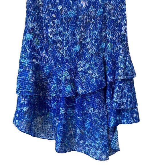 T Tahari Blue Floral Ruffled Cold Shoulder Dress NWT - Picture 14 of 16